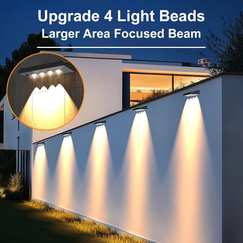 AUDLES Solar Fence Lights Outdoor, 8 Pack Fence Lights Solar Powered with 4 LED, Fence Solar Light Outdoor IP65 Waterproof Deck Light for Backyard, Railing, Patio, Stair, Wall, Step - Warm Lighting - Image 2